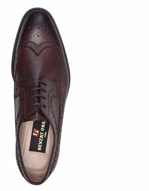 Hakiki Deri Kahverengi Klasik Bağcıklı Kösele Erkek Ayakkabı -10934-
