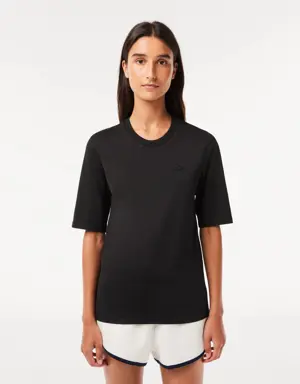 Lacoste T-shirt da donna in cotone con collo rotondo