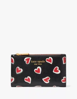 Morgan Stencil Hearts Small Slim Bifold Wallet