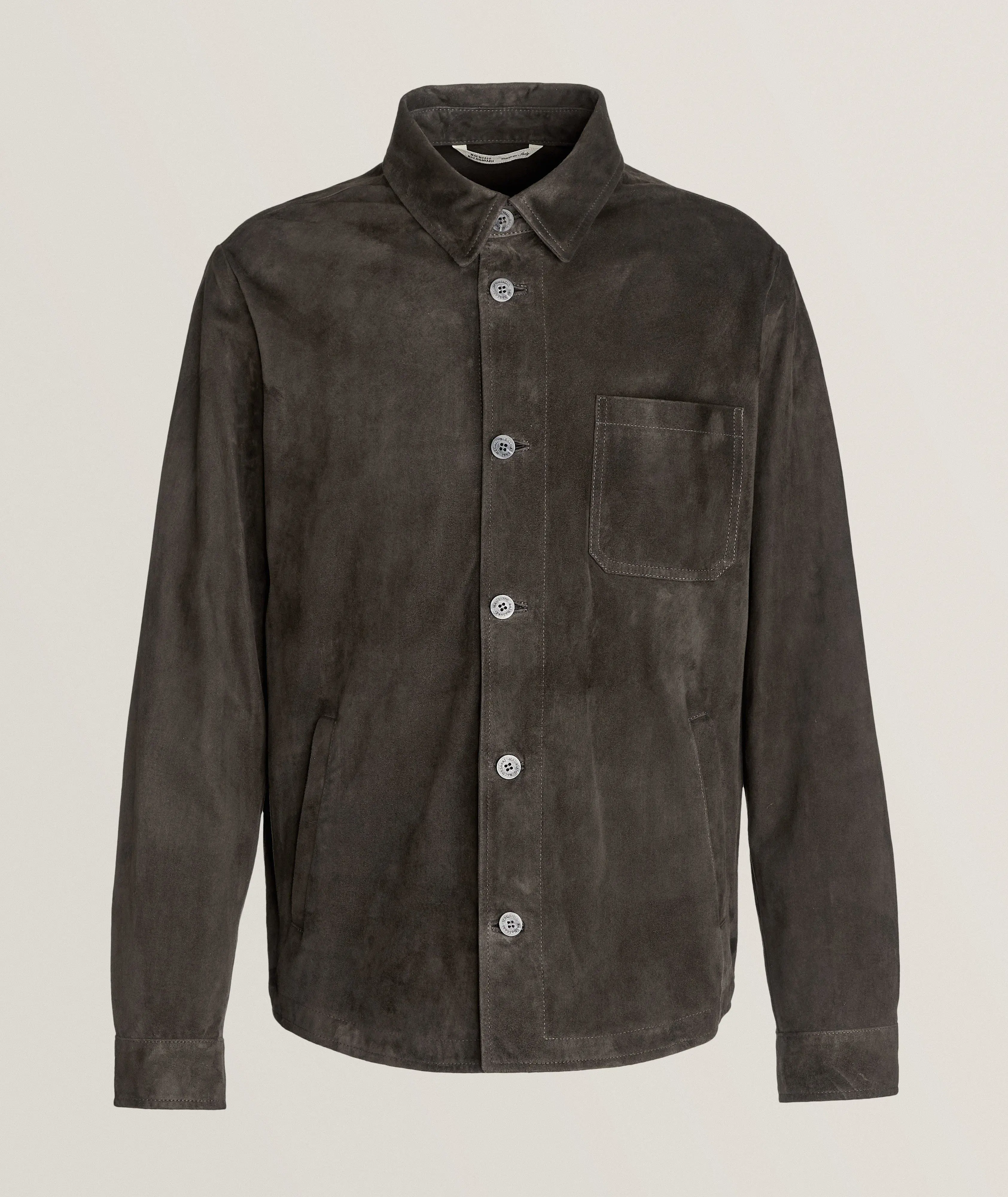 Harry Rosen Brera Suede-Leather Overshirt. 1