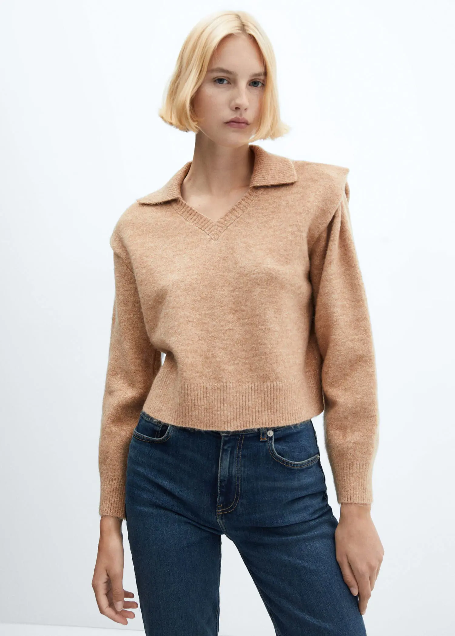 Mango Polo-neck sweater with shoulder pads . 1