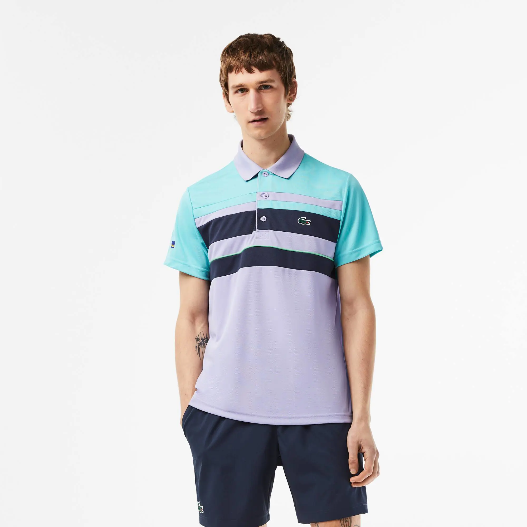 Lacoste Polo para hombre con rayas Lacoste SPORT Miami Open. 1