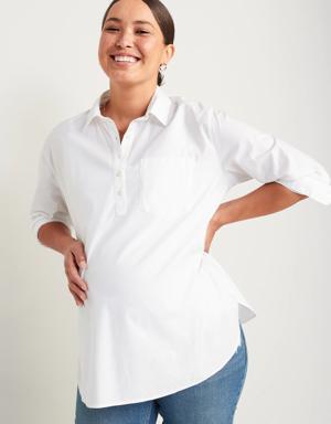 Maternity Boyfriend Popover Shirt white