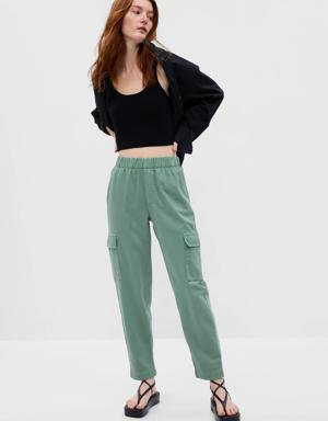 Mid Rise Twill Cargo Pants green