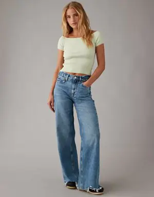 Cropped Ribbed Off-The-Shoulder Top