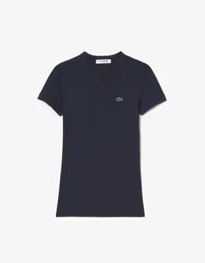 Women’s Lacoste Slim Fit Organic Cotton V-neck T-shirt
