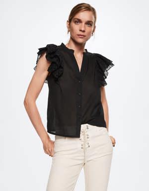 Cotton blouse with openwork details 