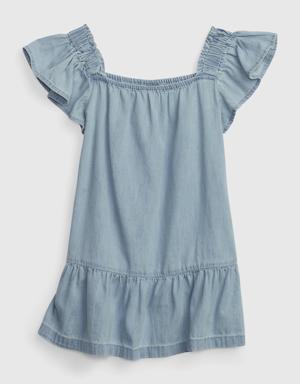 Toddler Denim Tiered Dress with Washwell blue