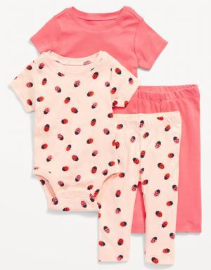 Unisex Bodysuit & Leggings 4-Pack for Baby pink