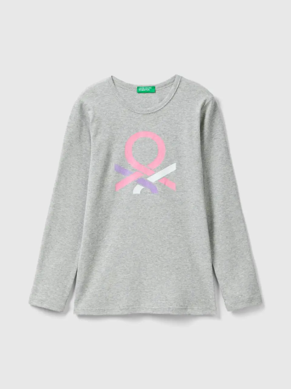 Benetton long sleeve t-shirt with glitter print. 1