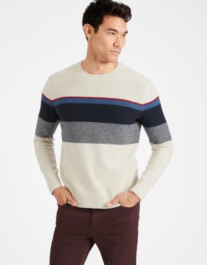 Italian Wool-Blend Stripe Sweater white