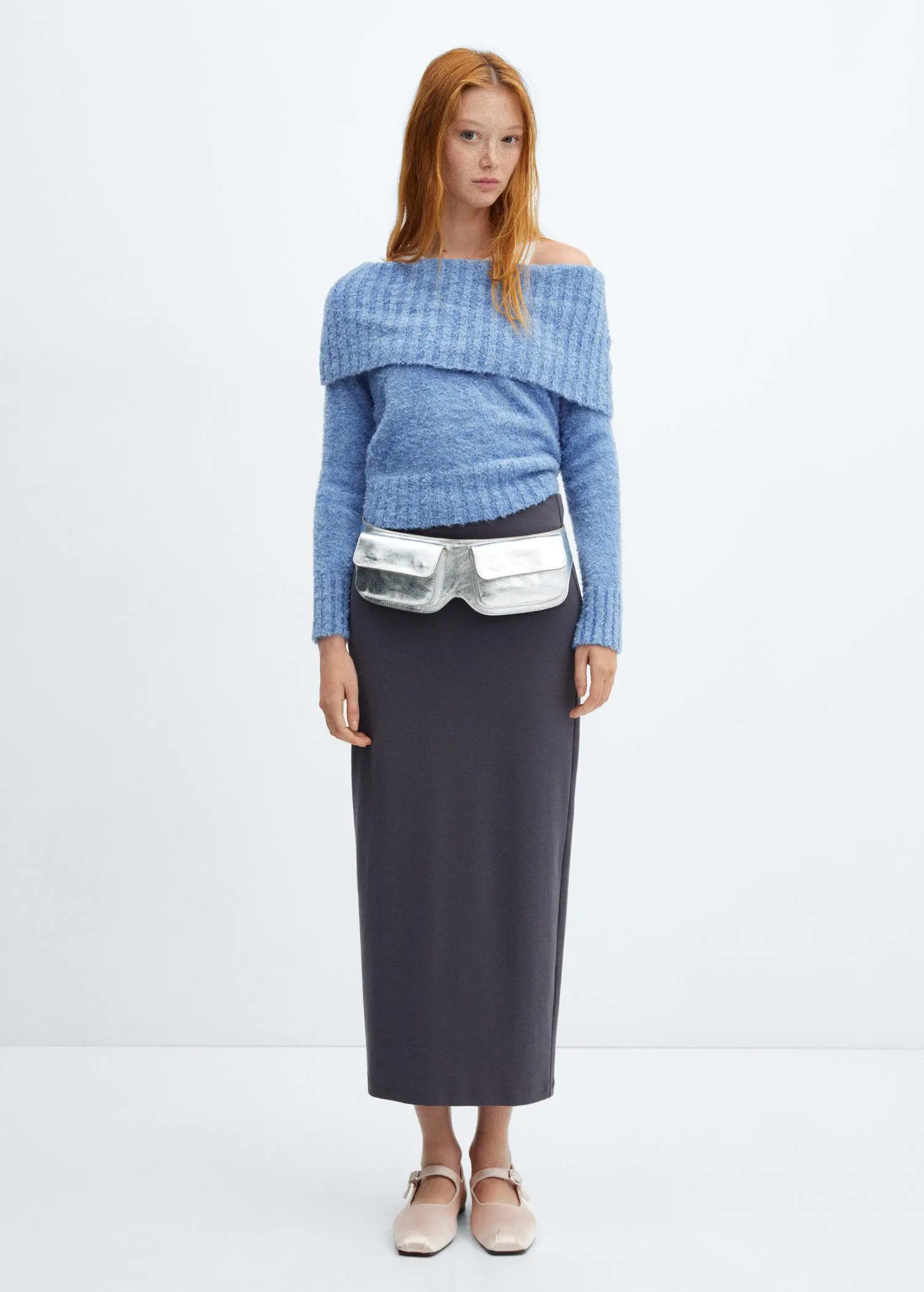 Mango Off-the-shoulder knitted sweater. 2