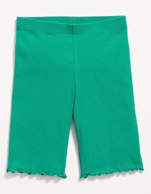 Old Navy Rib-Knit Long Bike Shorts for Girls green