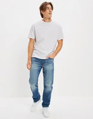 American Eagle AirFlex+ Distressed Athletic Straight Jean. 1