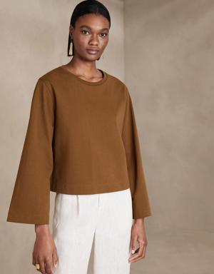 Boxy Crop Heavy Cotton T-Shirt brown