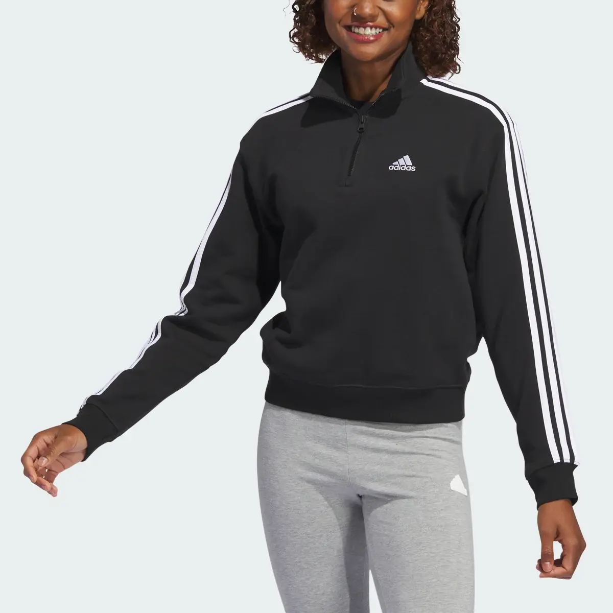 Adidas Essentials 3-Stripes Quarter-Zip Sweatshirt. 1