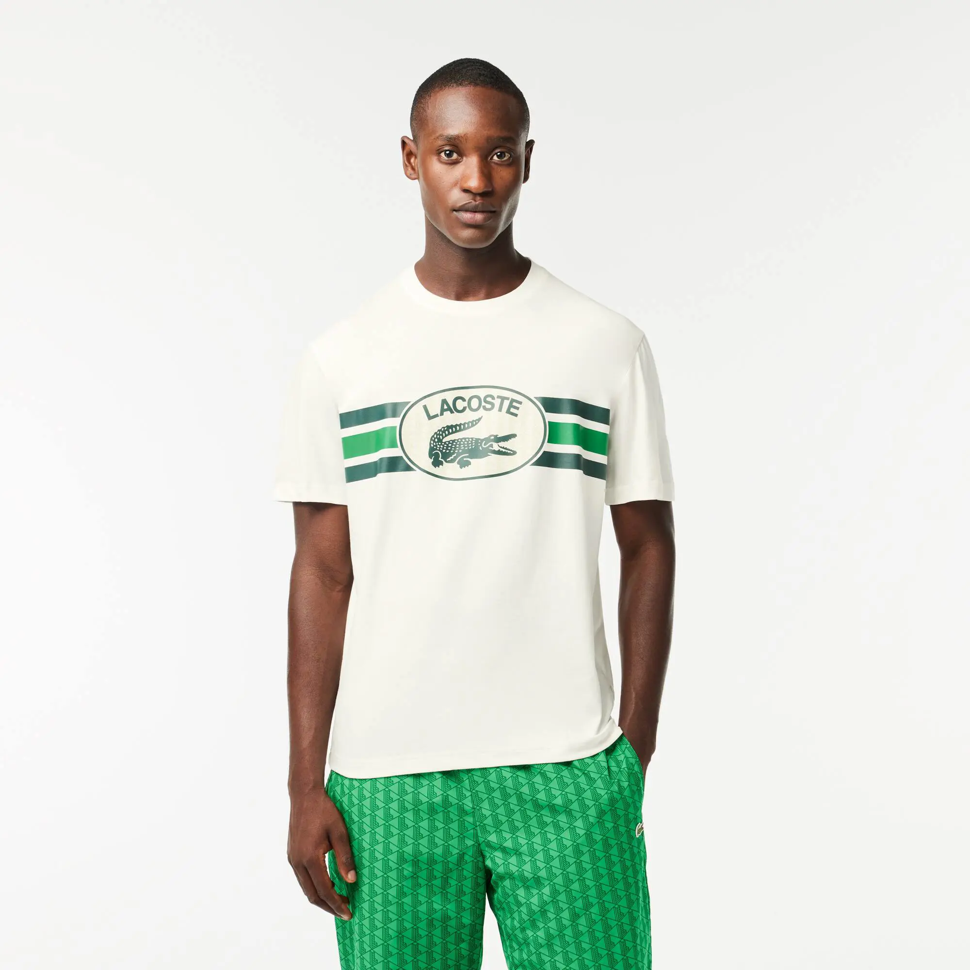 Lacoste Camiseta regular fit de algodón con monograma estampado. 1