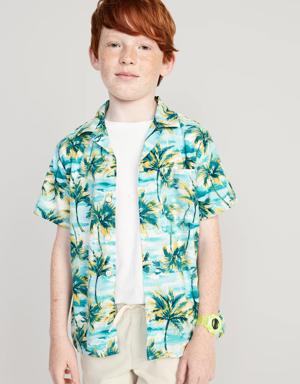 Short-Sleeve Printed Camp Shirt for Boys blue