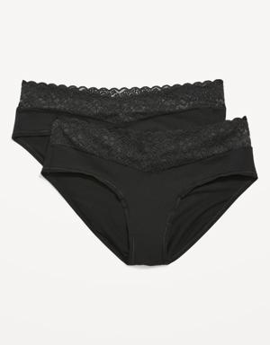 Maternity 2-Pack Lace-Trimmed Below-Bump Underwear black