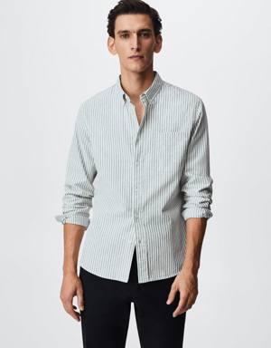 Mango Regular fit striped cotton shirt