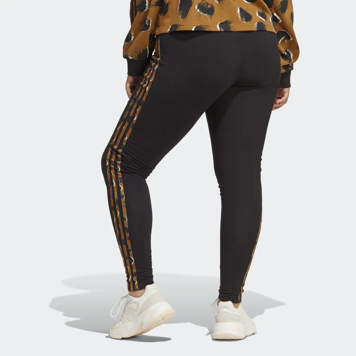 Adidas Essentials 3-Stripes Animal Print Leggings (Plus Size). 2