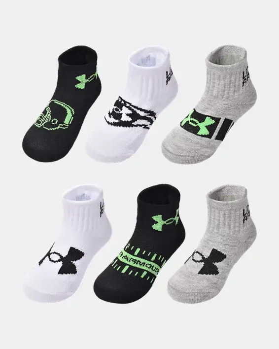 Under Armour Boys' Infant-Toddler UA Essential Football 6-Pack Quarter Socks. 1