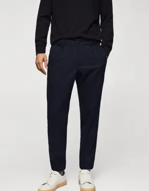 Mango Slim-fit jogger trousers with drawstring 