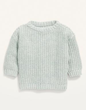 Unisex Shaker-Stitch Pullover Sweater for Baby blue