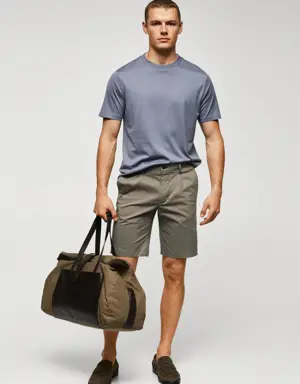 Cotton pleated Bermuda shorts