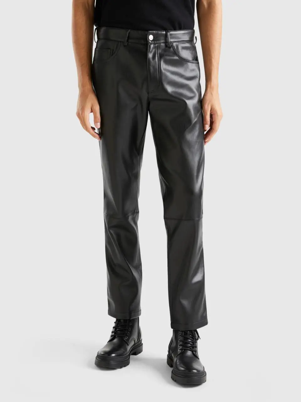 Benetton trousers in imitation leather fabric. 1