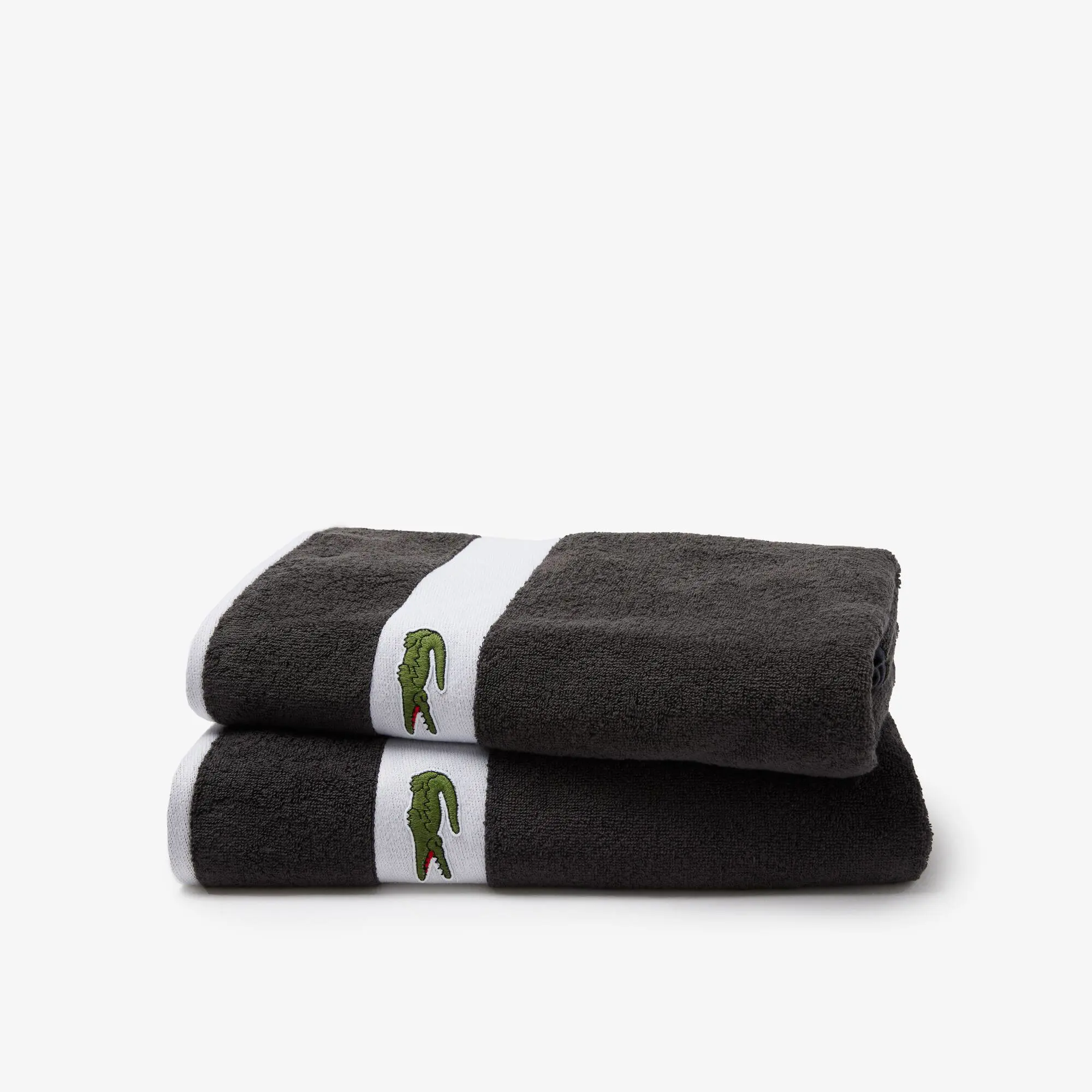 Lacoste Contrast Band Cotton L Casual Towel. 1