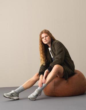 Fermuarlı Oversize Bomber Ceket