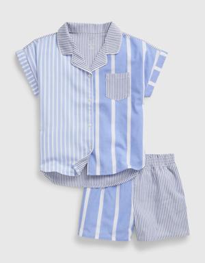 Kids 100% Recycled Mixed Stripe PJ Shorts Set multi