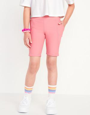 High-Waisted PowerSoft Side-Pocket Biker Shorts for Girls pink
