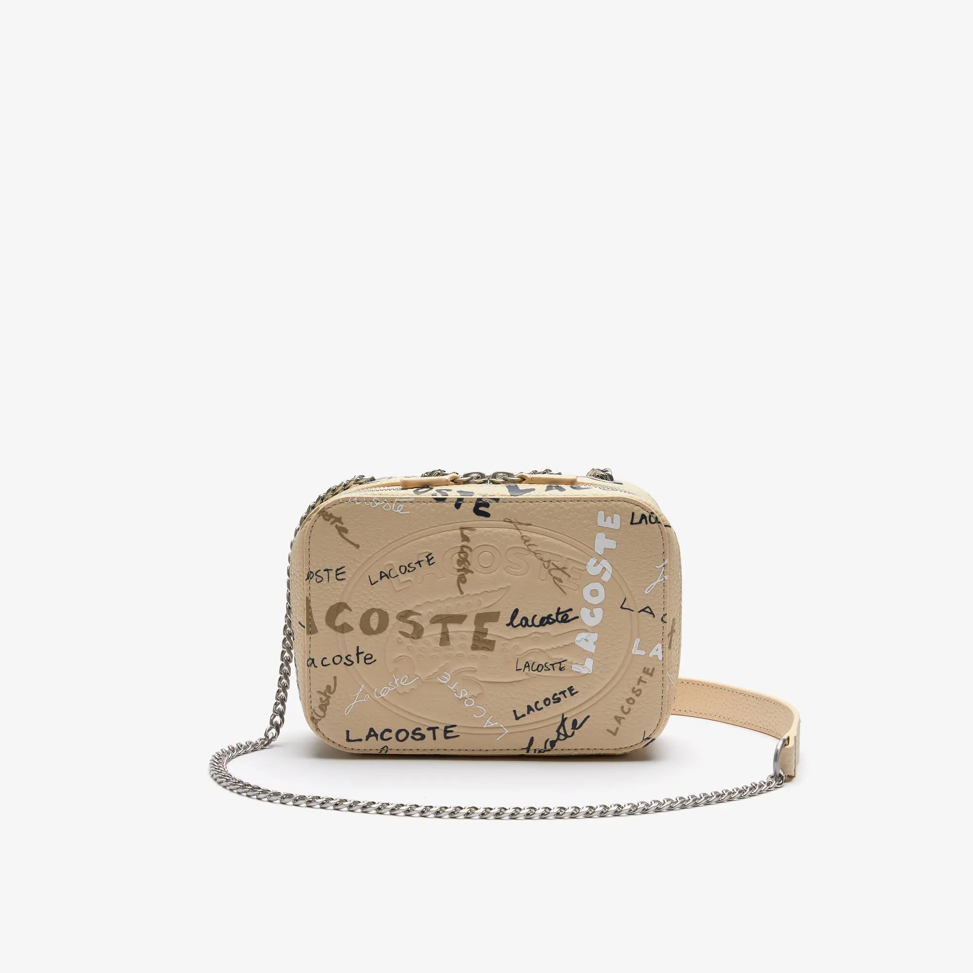 Lacoste Women’s Croco Crew Print Grained Leather Zip Shoulder Bag. 2