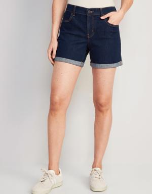 Mid-Rise Wow Jean Shorts for Women -- 5-inch inseam blue