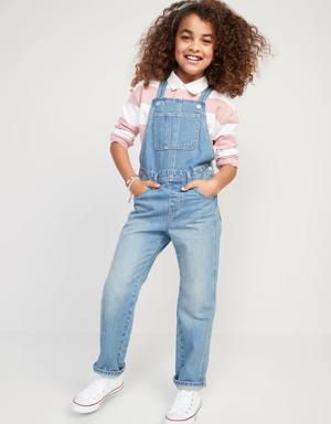 Slouchy Straight Light-Wash Jean Overalls for Girls multi