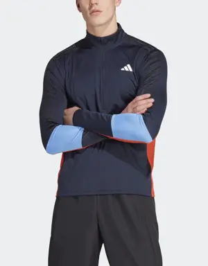 Adidas T-shirt de training à manches longues et zip 1/4 Colorblock