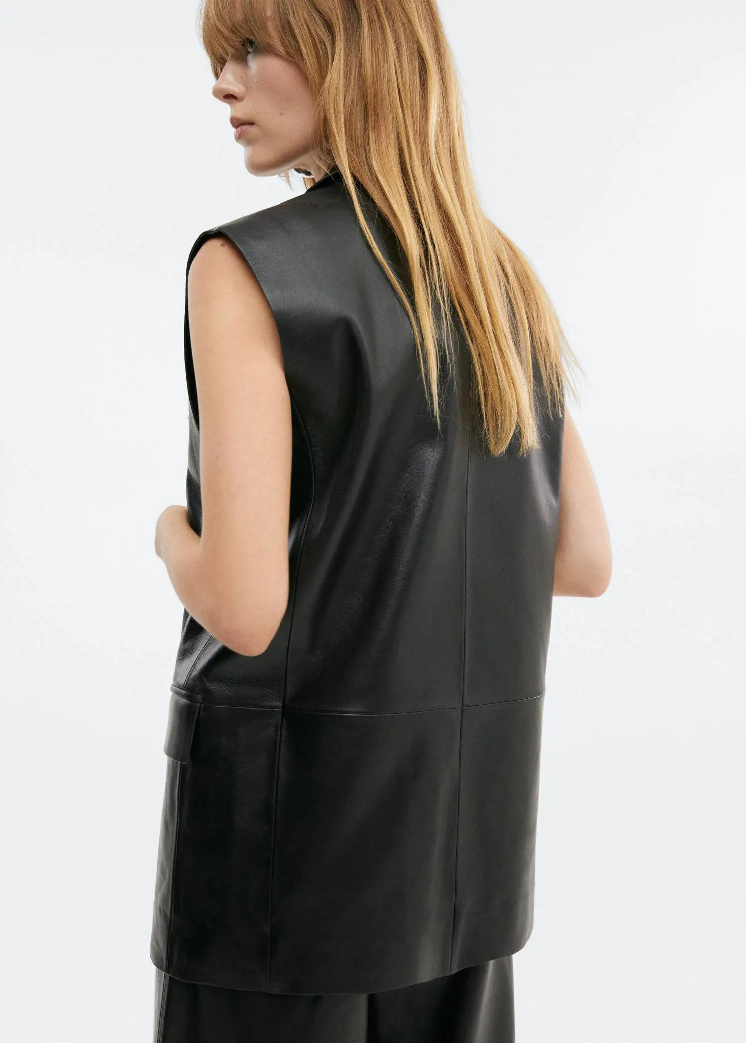 Mango Long leather vest. 3