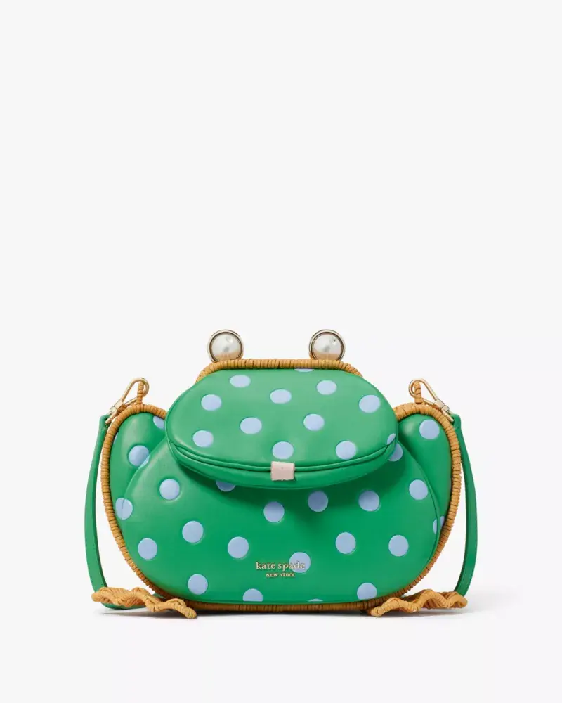 Kate Spade Lily Polka Dot Wicker 3D Frog Crossbody. 1