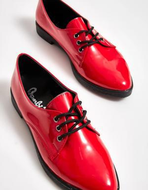 Kırmızı Rugan Kadın Oxford Ayakkabı K01641171008