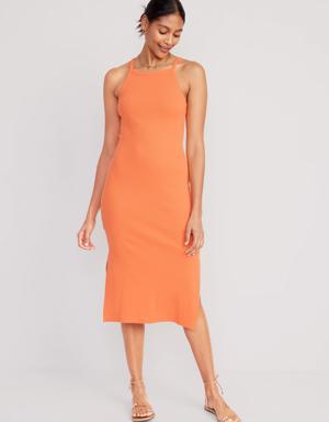Old Navy Fitted Sleeveless Rib-Knit Midi Dress for Women multi