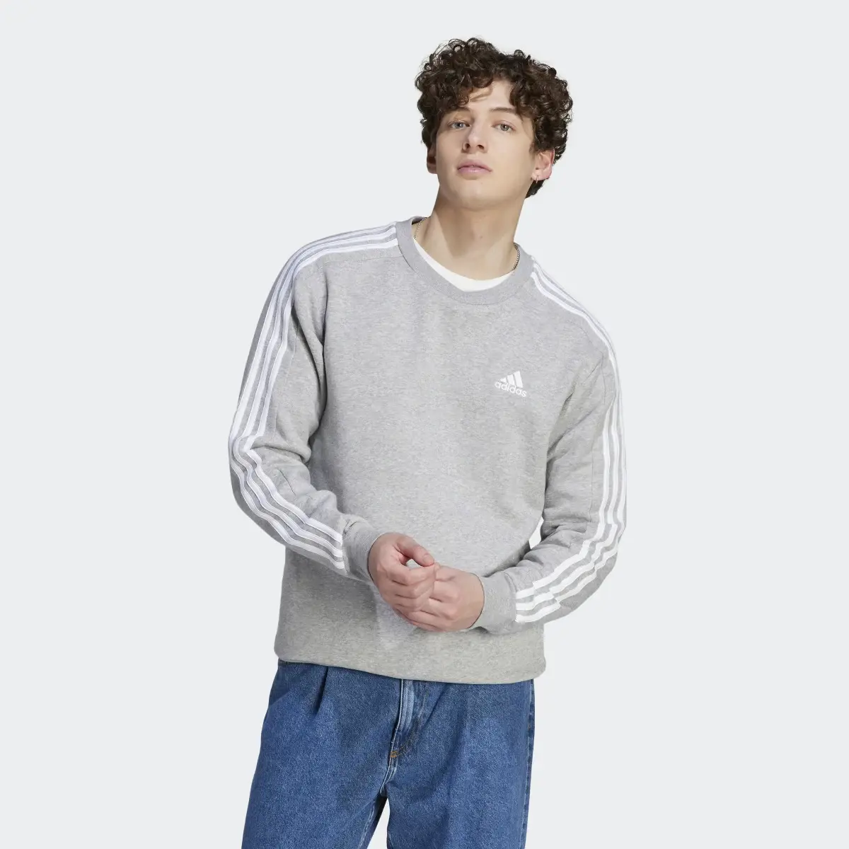 Adidas Essentials Fleece 3-Stripes Sweatshirt. 2