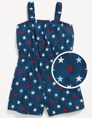 Printed Sleeveless Jersey-Knit Romper for Toddler Girls gray