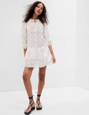 Eyelet Mini Dress white