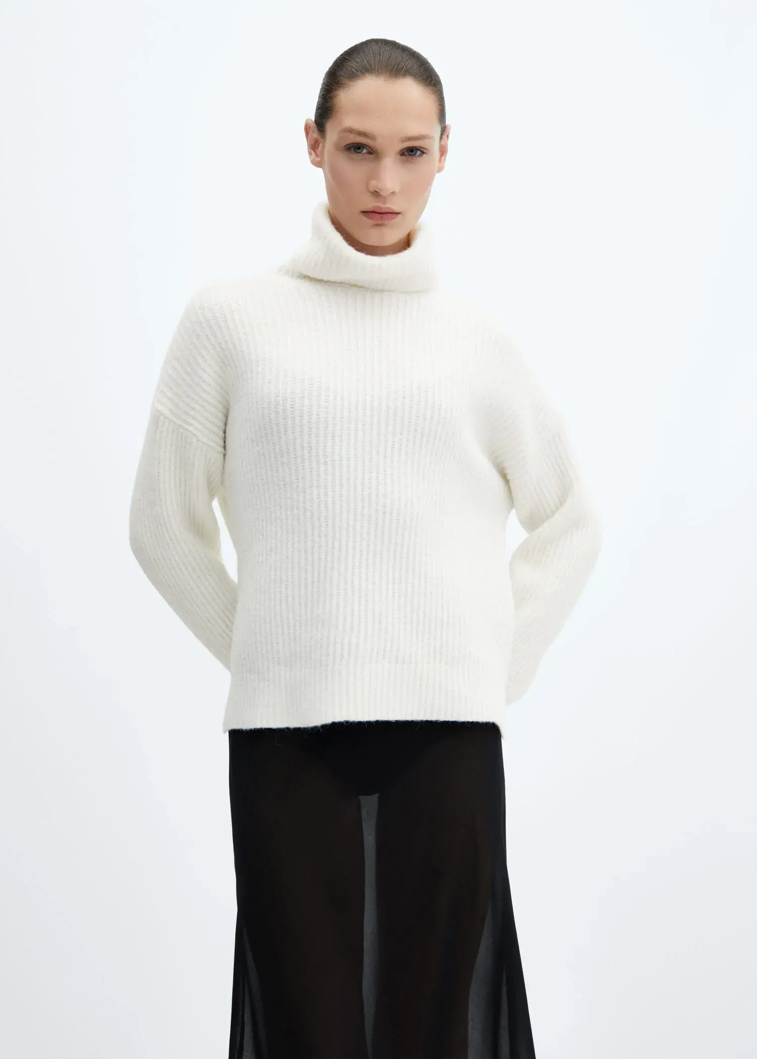 Mango Rolled neck cable sweater. 2