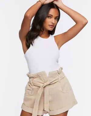 Forever 21 Paperbag High Rise Shorts Sand