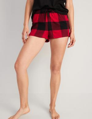 Matching Flannel Pajama Shorts for Women -- 2.5-inch inseam red