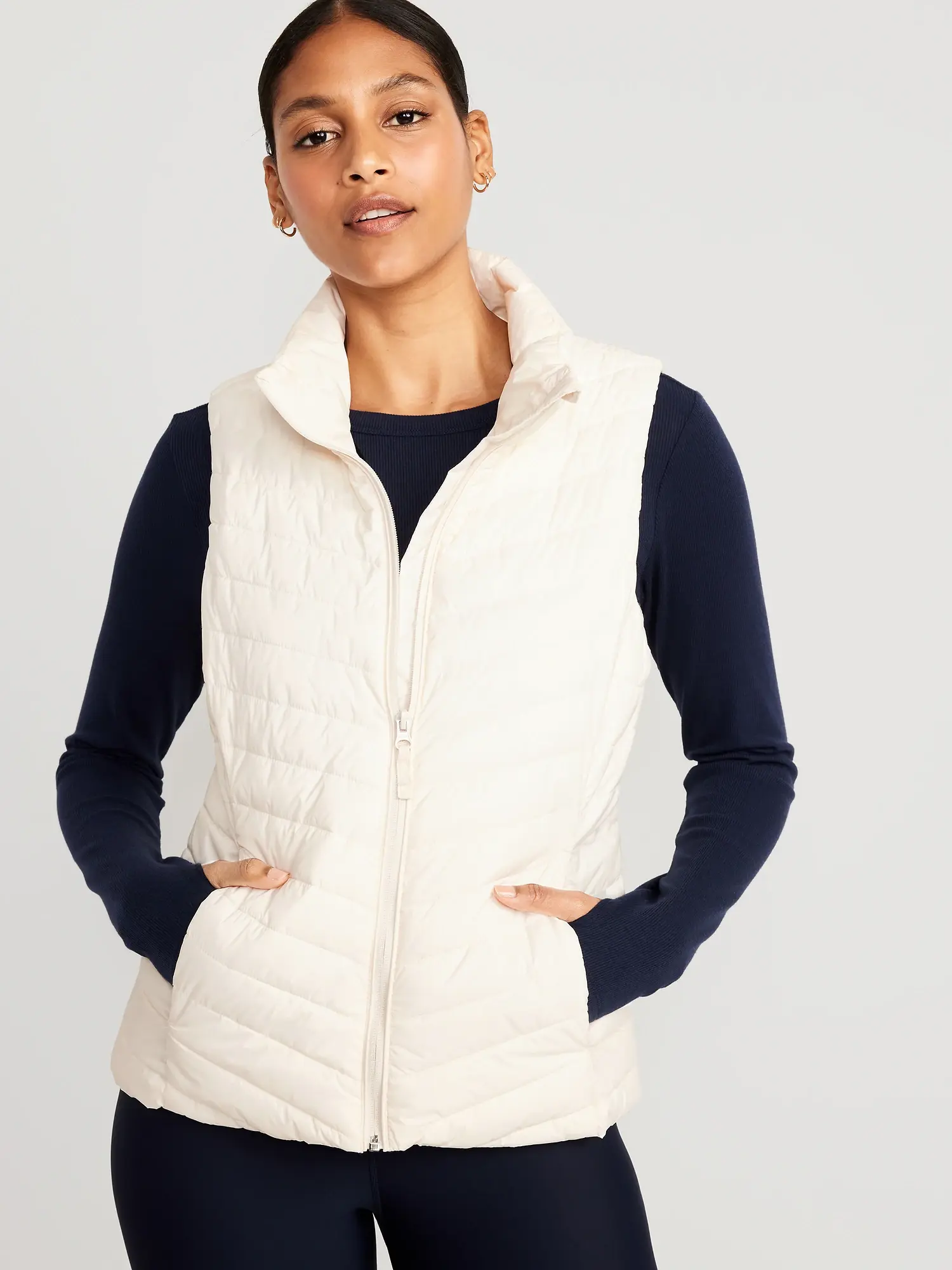 Old Navy Narrow-Channel Quilted Puffer Vest for Women white. 1