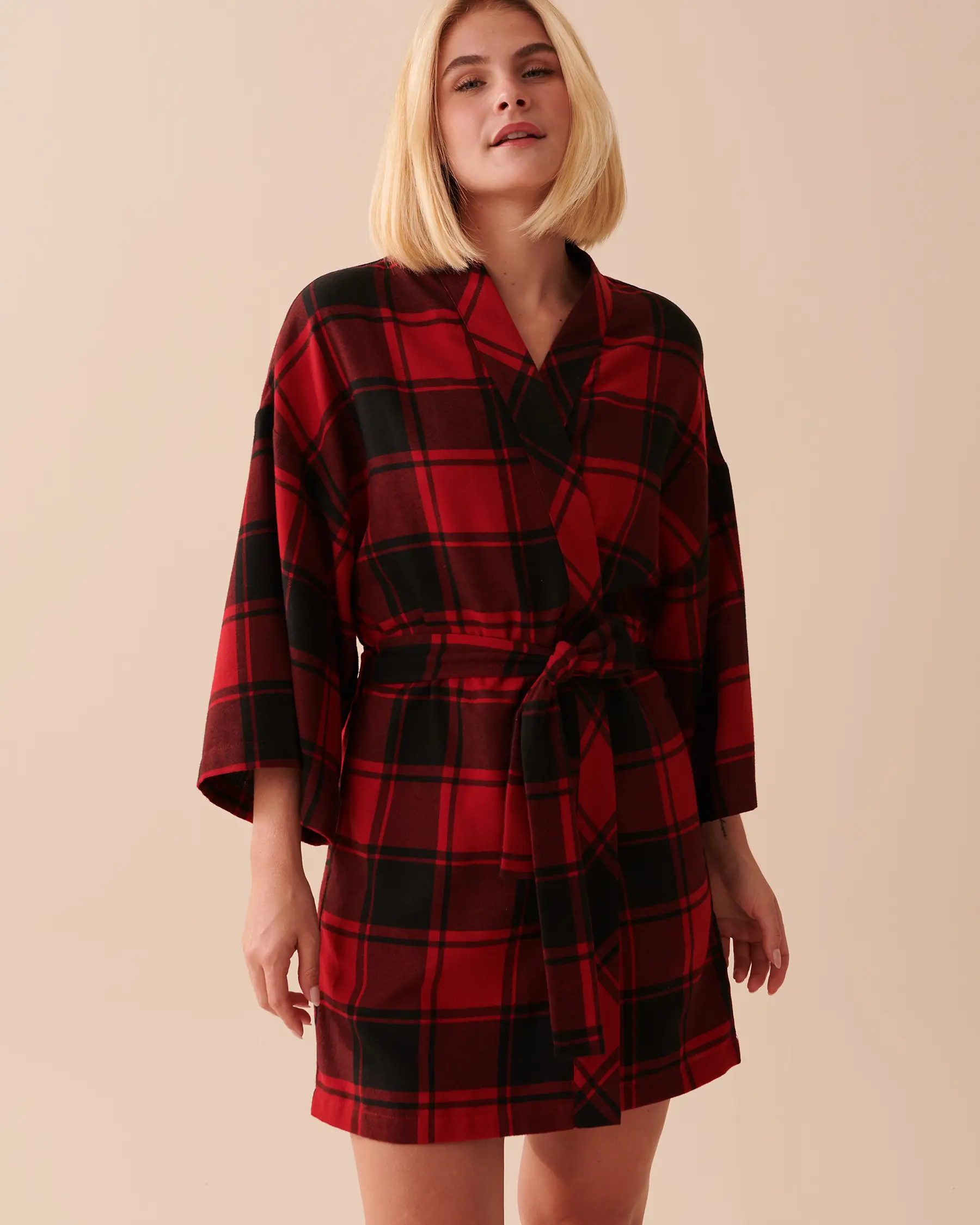 La Vie en Rose Buffalo Plaid Kimono. 3